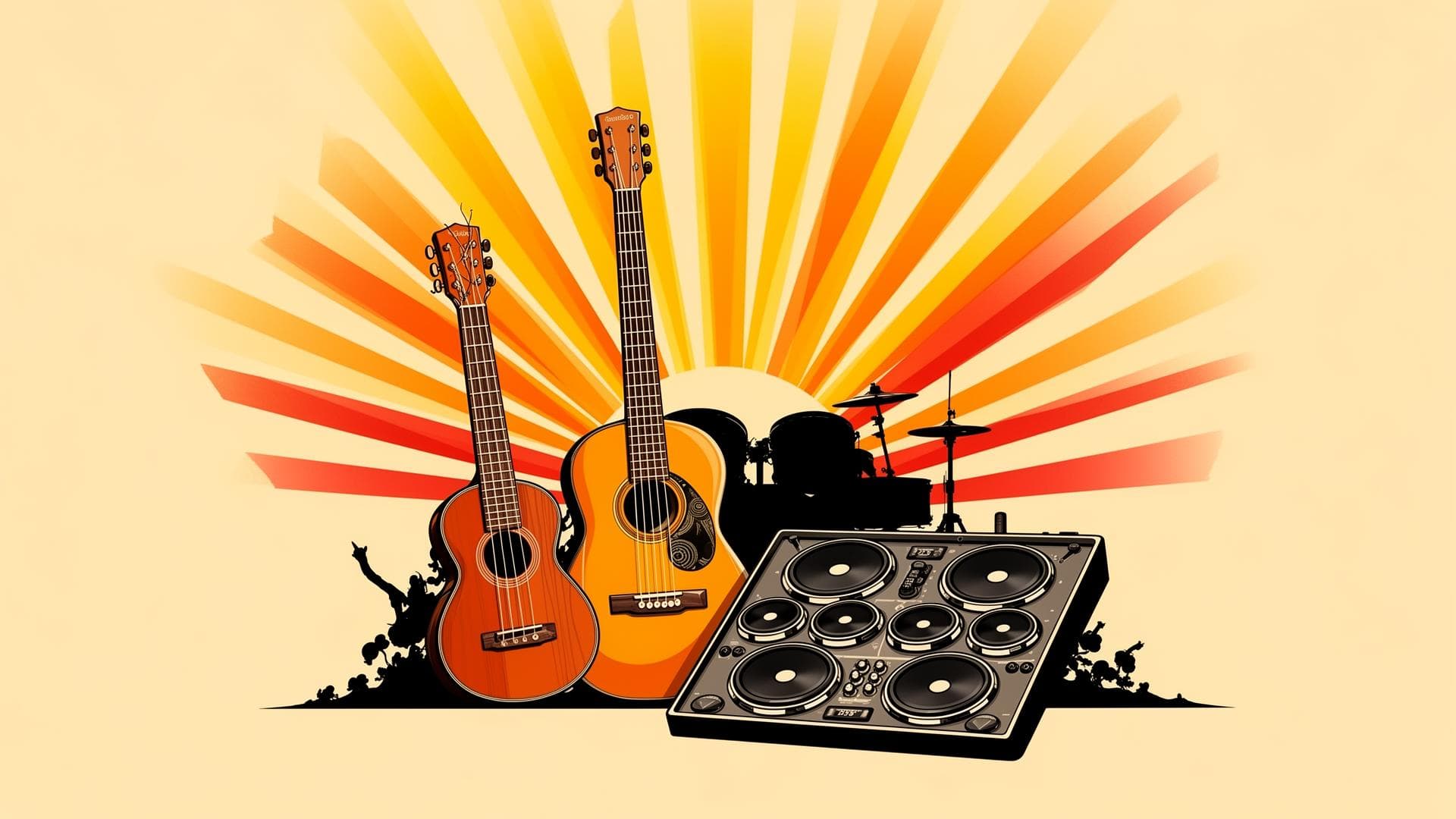 Instruments de musique au soleil